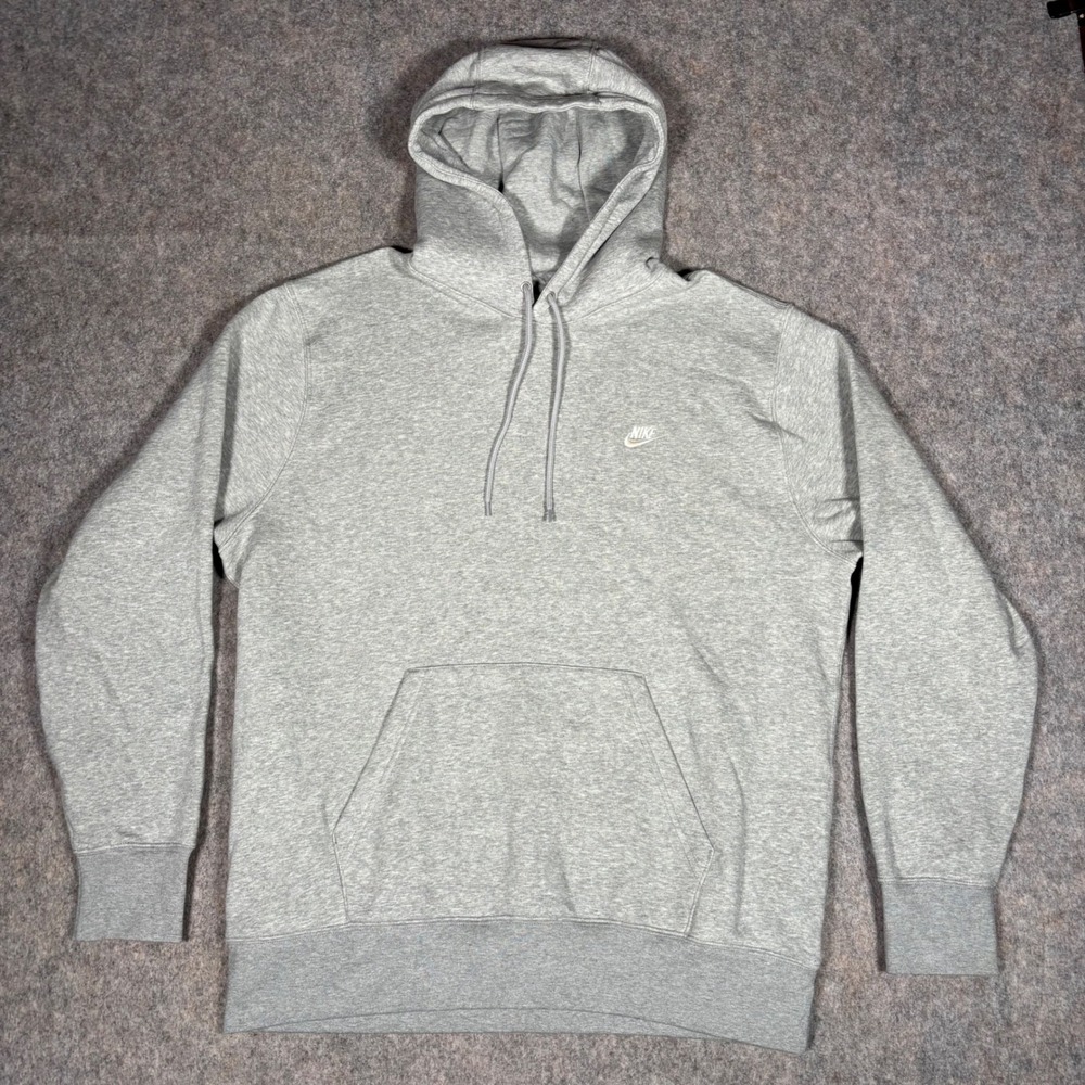 Nike Hoodie Mens Large Gray Sportswear Club Fleece Pullover FN3859-063 Casual